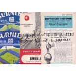 BURNLEY 1961/2 Twenty eight domestic programmes, 16 homes and 12 aways. Generally good