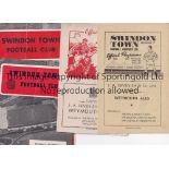 SWINDON TOWN Home programmes x 21. v Notts 48-49, v Bournemouth 49-50, x5 1950's and x14 1960-62.