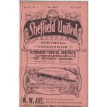 SHEFFIELD UNITED / MAN UNITED Programme from the match at Bramall Lane 23/10/1909 . Ex Bound Volume.