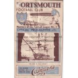 PORTSMOUTH / CHELSEA Programme Portsmouth v Chelsea 11/4/1936. Lacks staples. Some creasing and