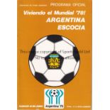 ARGENTINA / SCOTLAND Scarce programme Argentina v Scotland 18/6/1977 in Buenos Aires. No writing.