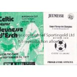 CELTIC - JEUNESSE 77 Two programmes , Jeunesse Esch v Celtic and the return game at Celtic 77/8,