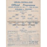 CHELSEA V FULHAM 1943 Single sheet programme for the F.L. South match at Chelsea 25/9/1943. Slightly