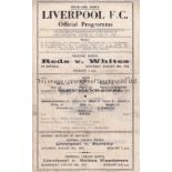 1945/46 LIVERPOOL Reds v Whites single sheet official programme for the practice match played 18