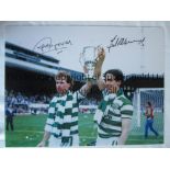 CELTIC 1985 Col 16 x 12 photo of Frank McGarvey and Davie Provan holding the Scottish Cup aloft