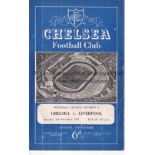 CHELSEA POSTPONED Programme from the postponed match at Stamford Bridge v Liverpool 6/12/1952.