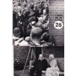 SIR WINSTON CHURCHILL Two black & white Press photographs: 8" X 6" sitting with Lady Churchill in