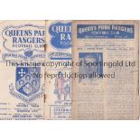 QPR A collection of 9 Queen's Park Rangers home programmes and a "Rangers Roar" Supporters Club