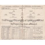 ARSENAL V LIVERPOOL 1933 Programme for the League match at Arsenal 2/12/1933, folded in four and