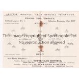 ARSENAL V BURY 1927 Programme for the League match at Arsenal 31/12/1927, rusted staples.
