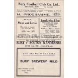 BURY V BOLTON WANDERERS 1945 Programme for the match at Bury 2/4/1945. Good