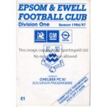 GEORGE BEST Programme for Epsom & Ewell v Chelsea XI 10/3/1987. Best played for Epsom & Ewell. Good