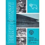 DERBY / MAN CITY 4 Page VIP issue Derby County v Manchester City 23/8/1972. Team changes and half-