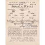 ARSENAL V WATFORD 1931 Single sheet programme for the London Professional Mid-Week League match at