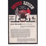 MANCHESTER UNITED V SHEFFIELD WEDNESDAY 1958 Programme for the FA Cup tie at Old Trafford 19/2/1958.