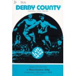 DERBY / MAN CITY 4 Page VIP issue Derby County v Manchester City 29/8/1973. Score, scorers, team