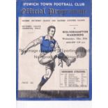 IPSWICH TOWN V WOLVES 1938 Programme for the Friendly match at Pre-League Ipswich 30/3/1938. Very