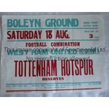 WEST HAM UNITED A 20" X 15" official home match poster v. Tottenham Hotspur Reserves 18/8/1979.