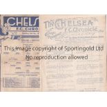 CHELSEA Two home Reserve team programmes v. Reading 24/4/1929 ex-binder with small tape inside the