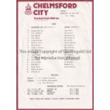 ARSENAL Single sheet programme with crimson border for the away Friendly v. Chelmsford City 26/7/