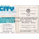 MAN CITY A collection of 89 Manchester City Reserves and Youth programmes 1950-1994, the vast