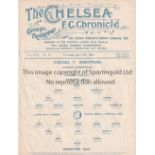 CHELSEA Single sheet home Reserves programme v Brentford 6/4/1922. Ex Bound Volume. No writing.