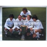 TOTTENHAM 1972 Col 16 x 12 photo showing players posing with the UEFA Cup in 1972, after defeating