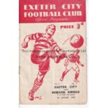 EXETER - NUNEATON 50 Exeter City home programme v Nuneaton, 7/1/50, Cup 3rd Round, Exeter won 3-0.