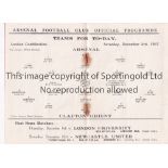 ARSENAL V CLAPTON ORIENT 1927 Programme for the Combination match at Arsenal 3/12/1927, rusty