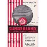 LEAGUE CUP SEMI-FINAL 1963 Programme for the 1st leg at Sunderland v Aston Villa 12/1/1963, scores