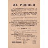 URUGUAY FOOTBALL 1928 A large advertising flyer issued by C.A. Independiente of Uruguay