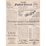 WATFORD V SWINDON TOWN 1920 / FINAL NON-LEAGUE SEASON Programme for the Southern League match at