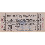 WARTIME SPORT IN USA 1942 Ticket for British Royal Navy v Fleet Air Arm at the Richmond Stadium,