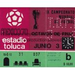 WORLD CUP 1970 Ticket for Group stage match in Toluca Italy Sweden 3/6/1970. Score and scorer