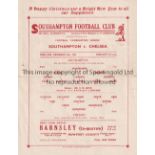 SOUTHAMPTON / CHELSEA Single sheet programme for the Reserves match at the Dell 25/12/1946.