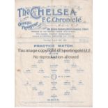 CHELSEA Very scarce single sheet programme practice match Blues v Whites at Stamford Bridge 19/8/