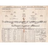 ARSENAL V MANCHESTER CITY 1933 Programme for the League match at Arsenal 21/1/1933, horizontal
