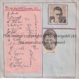 DONCASTER Autographs of 17 Doncaster Rovers players from the 1938/39 season on a card with newspaper