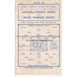 SHEFFIELD WEDNESDAY RESERVES Home 4 page programme v. Bolton 29/8/1931. Generally good