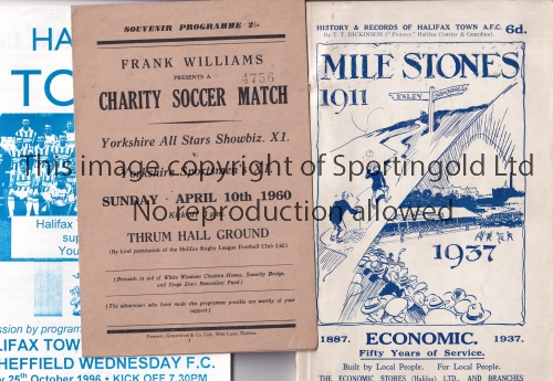 HALIFAX Small Collection of Halifax related programmes etc including the clubs first history book