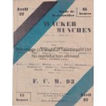 FRANCE An unusual single sheet programme from the friendly match between FCM 93 (FC Mulhouse) and