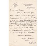 TENNIS One page handwritten letter to the Evening Standard signed by British tennis star Betty