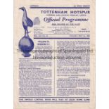 TOTTENHAM HOTSPUR Programme for the home Friendly v Hibernian 1/5/1950, slightly creased.