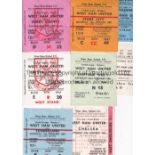 WEST HAM UNITED Eight tickets from the 1960's. Homes v Chelsea 64/5 FA Cup, Sunderland 66/7,