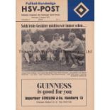 MANCHESTER UNITED Programme for the away Friendly v. Hamburg SV 3/8/1973. Good