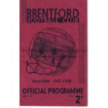 BRENTFORD V ARSENAL 1938 Programme for the League match at Brentford 18/4/1938, horizontal crease.