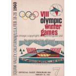 1960 WINTER OLYMPICS USA Programme for 24/2/1960 at Squaw Valley, California. Generally good