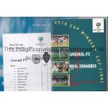 1995 ECWC FINAL Official Press Pack in folder for Arsenal v Real Zaragoza in Paris including