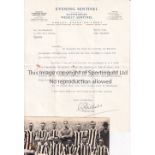 STOKE CITY 1921/22 A 6.5" X 3" black & white team group with a letter from the Stoke Evening