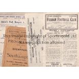 SOUTHAMPTON AWAYS Five Southampton away programmes from the Wartime all Football League South v